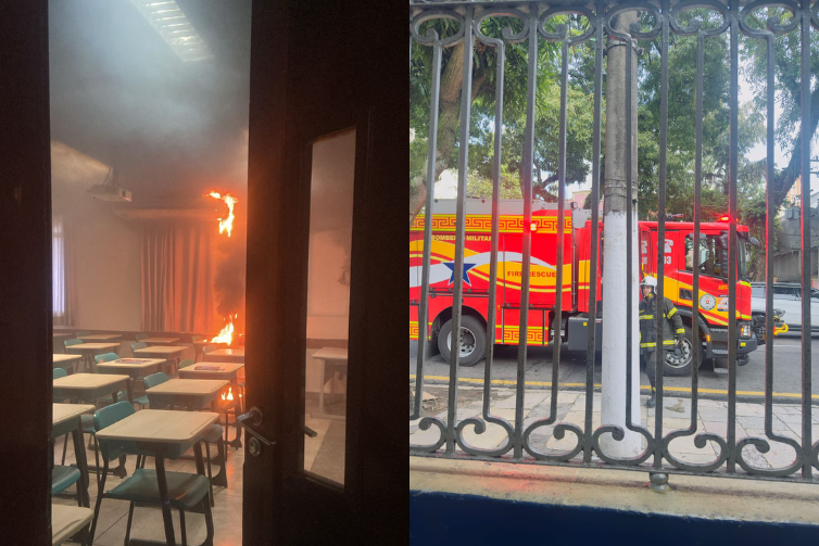 Incêndio atinge sala de aula de colégio particular na Avenida Nazaré na manhã desta sexta-feira (13)