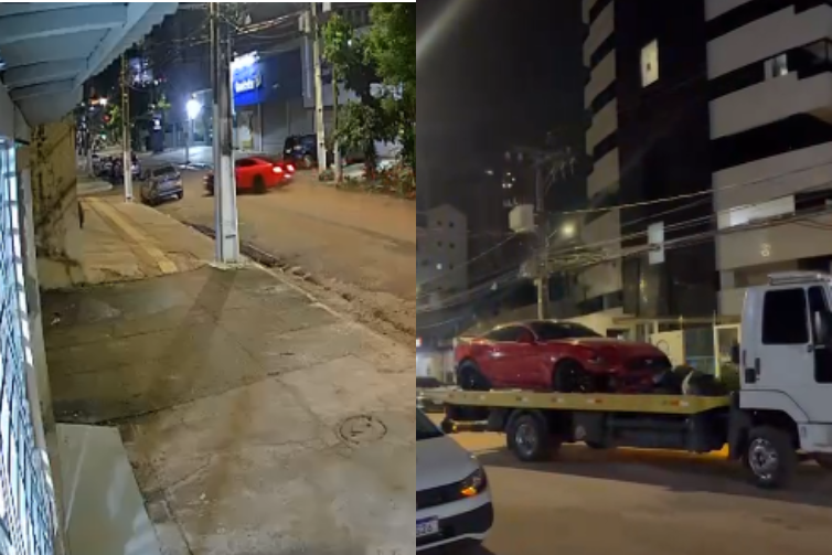 Mustang perde controle e bate em carros estacionados no Umarizal durante a madrugada em Belém