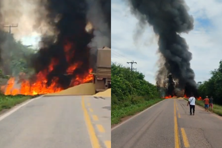 Caminhão-tanque explode na PA-475, em Moju; causas ainda são desconhecidas
