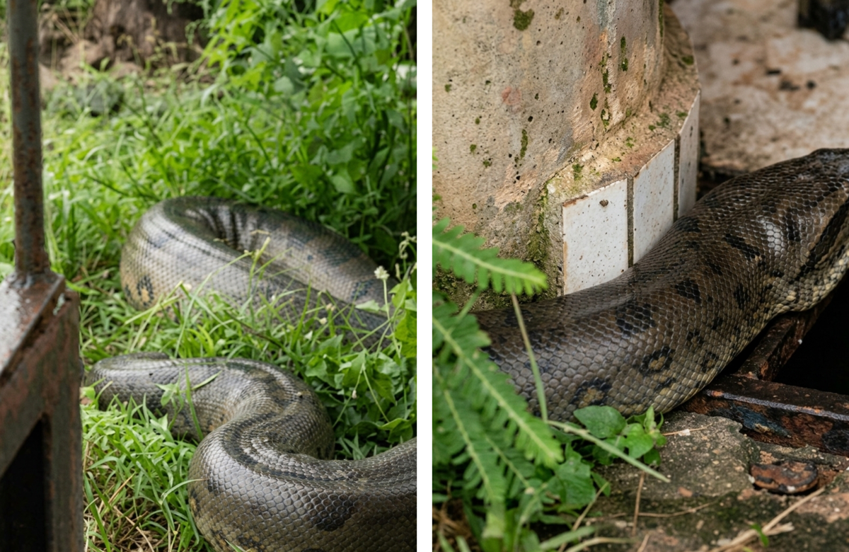 Bombeiros resgatam sucuri encontrada em frente a residência no centro de Barcarena