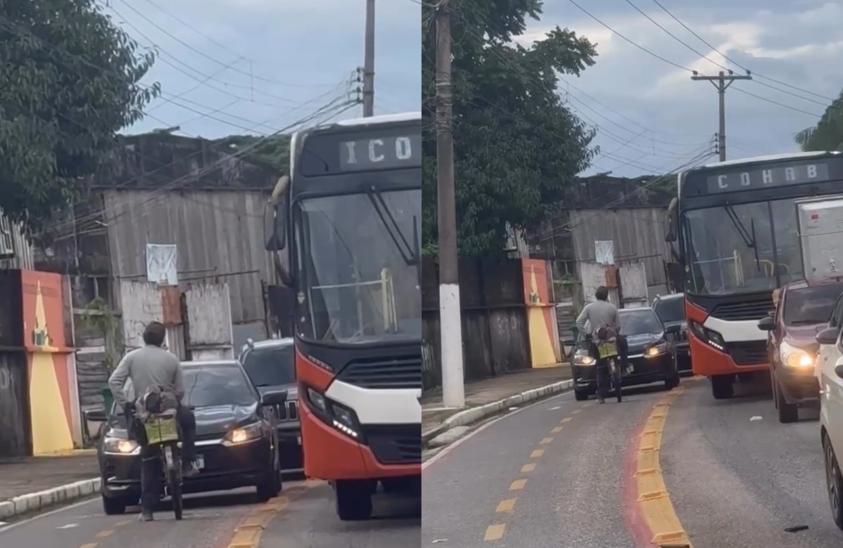 Ciclista confronta veículos que trafegavam pela ciclofaixa na Av. Arthur Bernardes