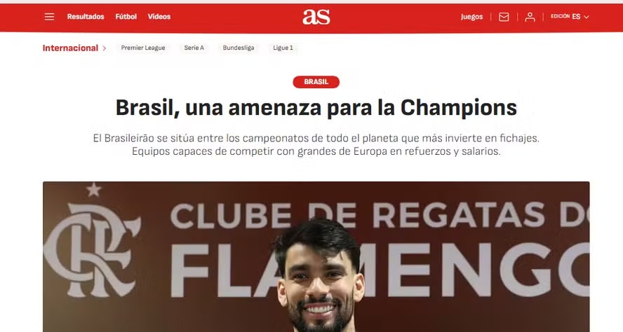 Jornal espanhol destaca força do Brasileirão e diz que liga já desafia poder financeiro da Europa