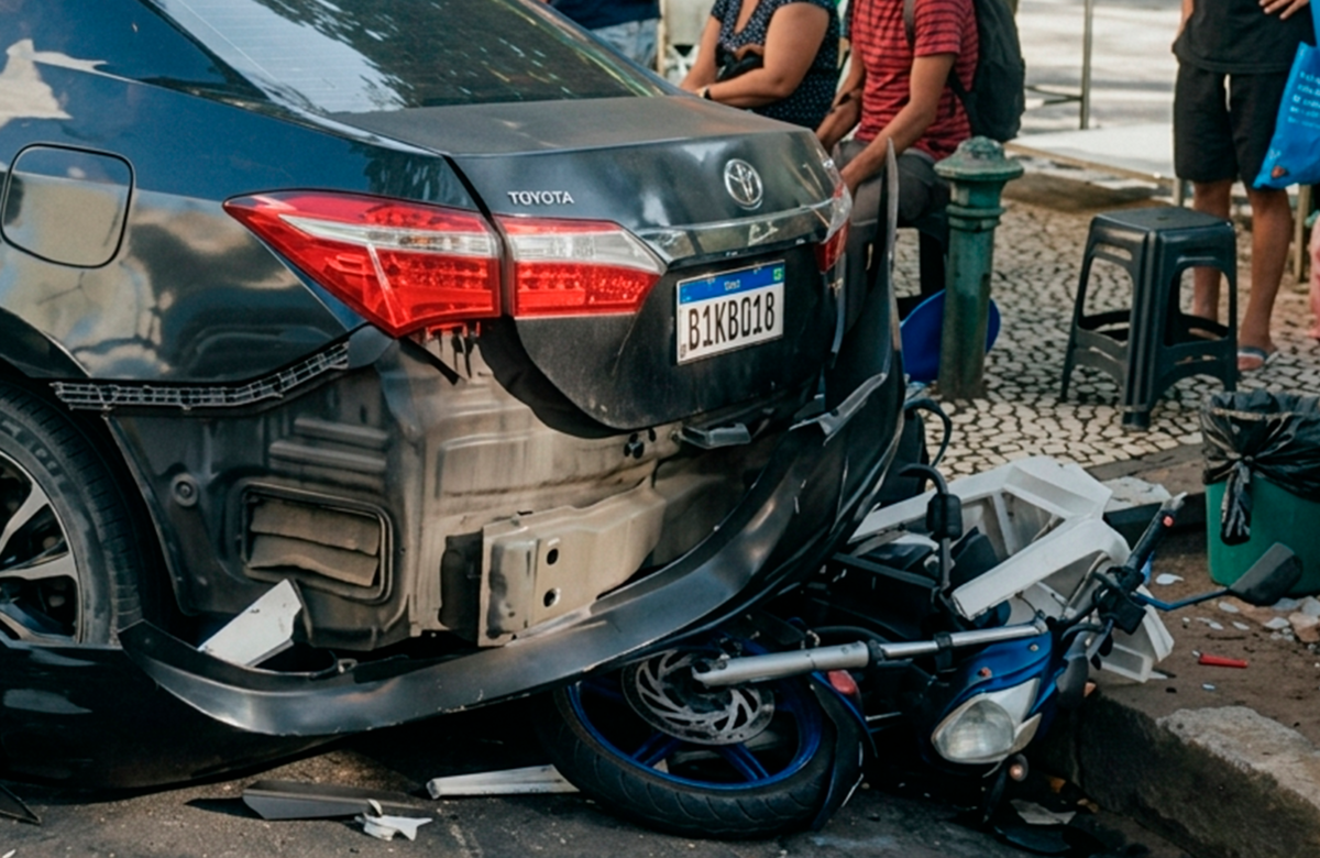 Carro desgovernado atinge quatro veículos estacionados na Praça da República, em Belém