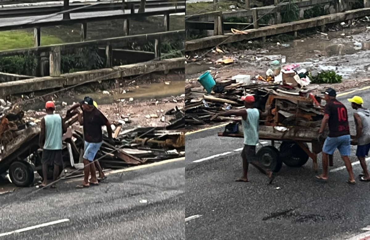 Dupla é flagrada despejando entulhos na Avenida Centenário, em Belém