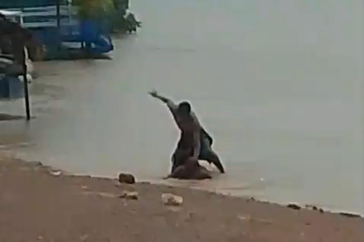 Homem é flagrado agredindo mulher às margens do Rio Tocantins, em Marabá