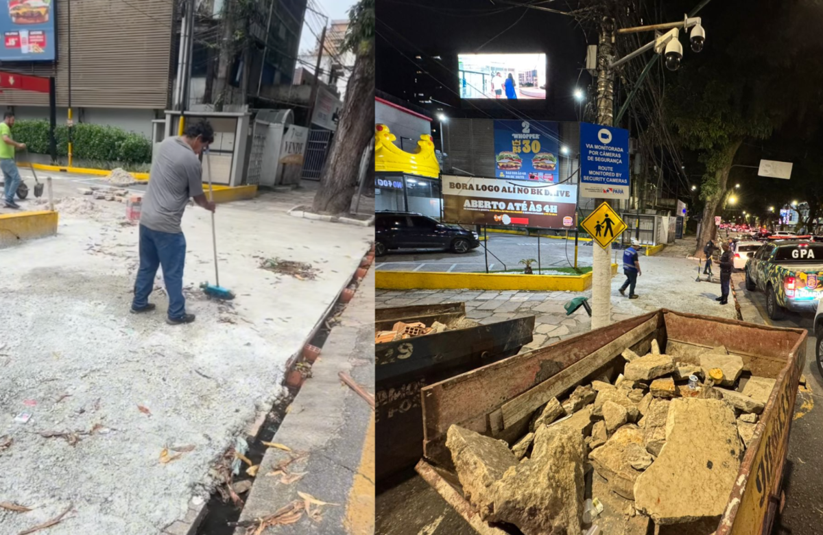 Burger King é multada em R$ 30 mil por concretar calçada histórica na avenida Nazaré