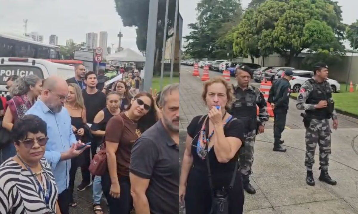 Servidores protestam no TJPA contra reformulação de cargos e relatam bloqueio na entrada do prédio