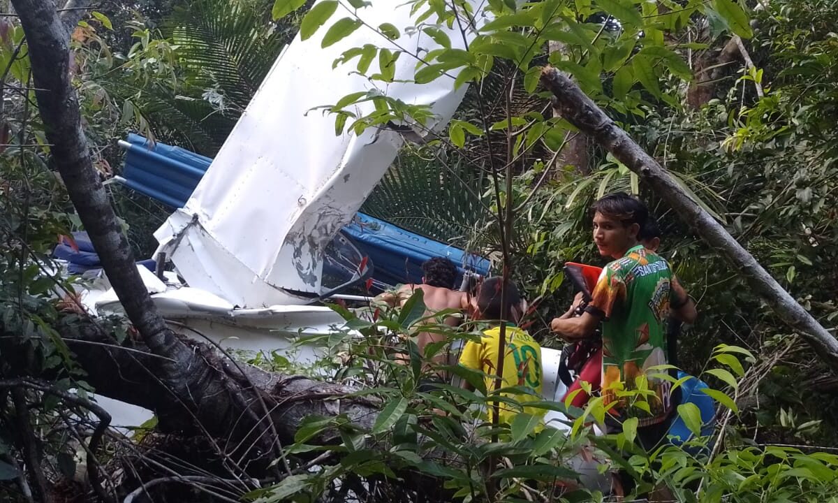 Avião de pequeno porte cai em área de mata em Santarém; piloto foi socorrido com vida