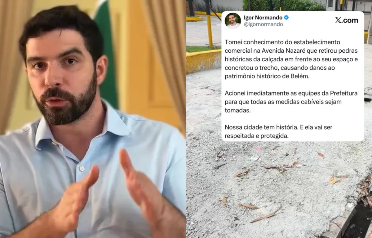 Igor Normando reage após concretagem de calçada histórica e diz que Belém “tem história”; a cidade só quer saber onde está o prefeito para preservá-la
